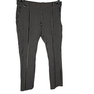 Anthropologie Womens Black White Check Plaid The Essential Slim Crop Pants 4
